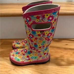 Bogs Floral Rainbow Kids Rain Boots - Pink